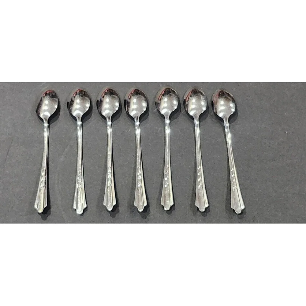EKCO‎ Stainless Chevron Iced Tea Spoons Made USA Set of 7